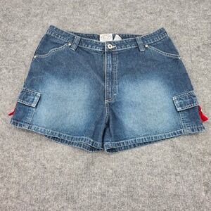 Carolina Blues Womens Denim Cargo Shorts Size 16 Blue Cotton Utility Y2K 90s